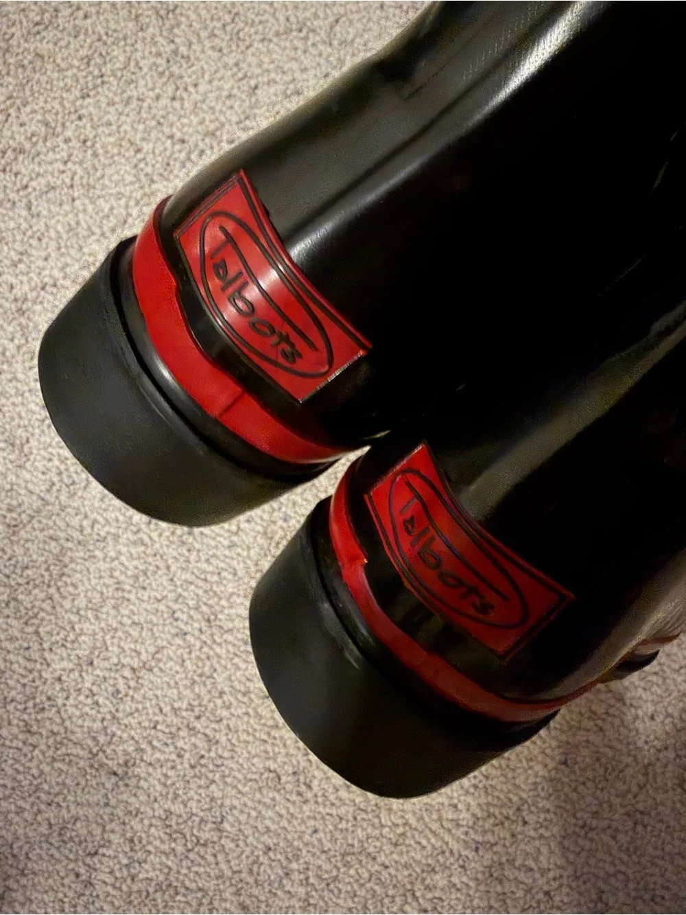 NWT Talbots Women's Black and Red Waterproof Rain Boots Sz 8